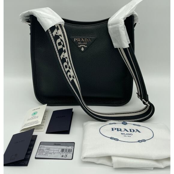 $3200 PRADA BLACK LEATHER HOBO SHOULDER BAG PURSE AUTH! Used once - Picture 5 of 16